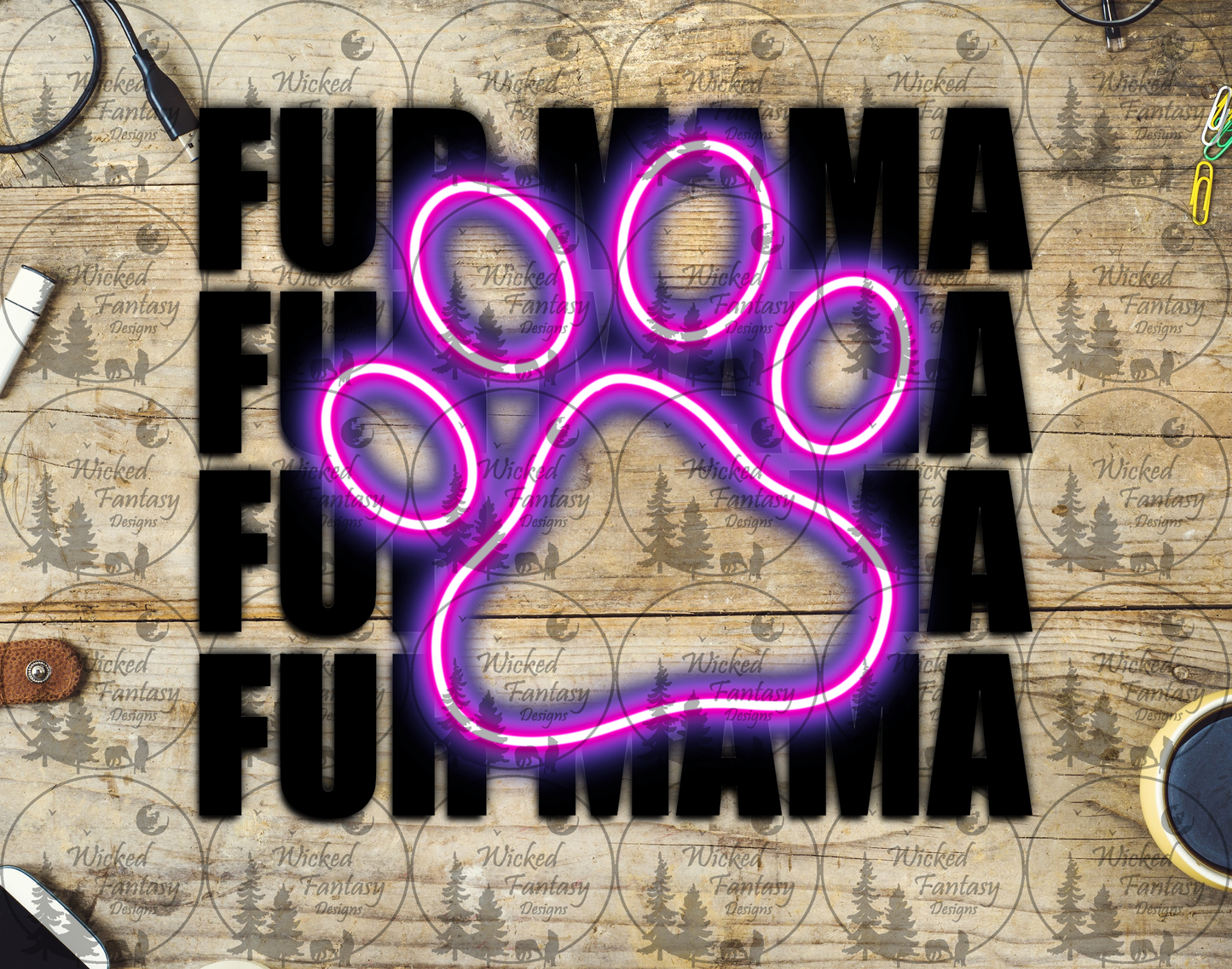 UVDTF Fur Mama Purple Neon Paw
