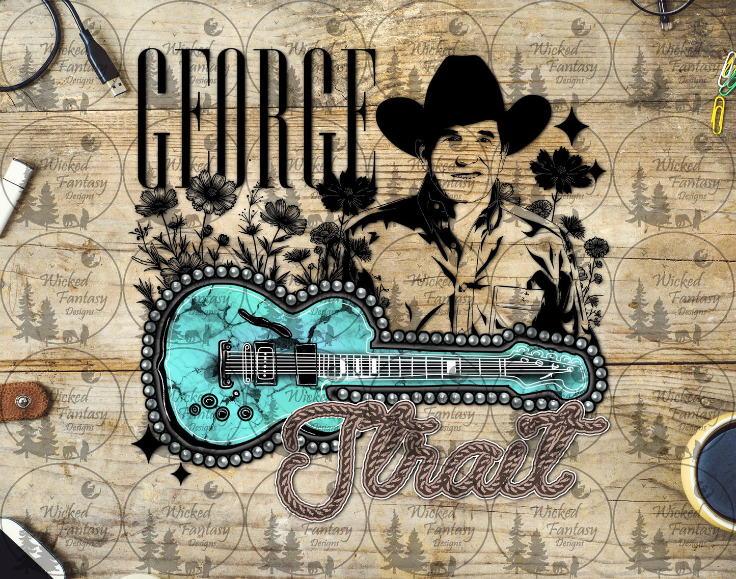 UVDTF George Turquoise Guitar