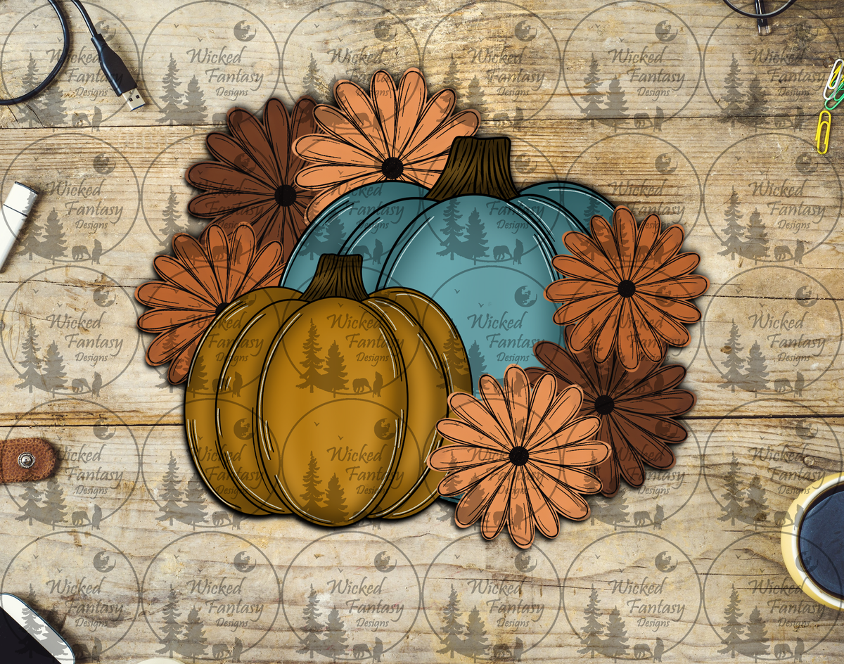 UVDTF Teal and Goldenrod Pumpkins