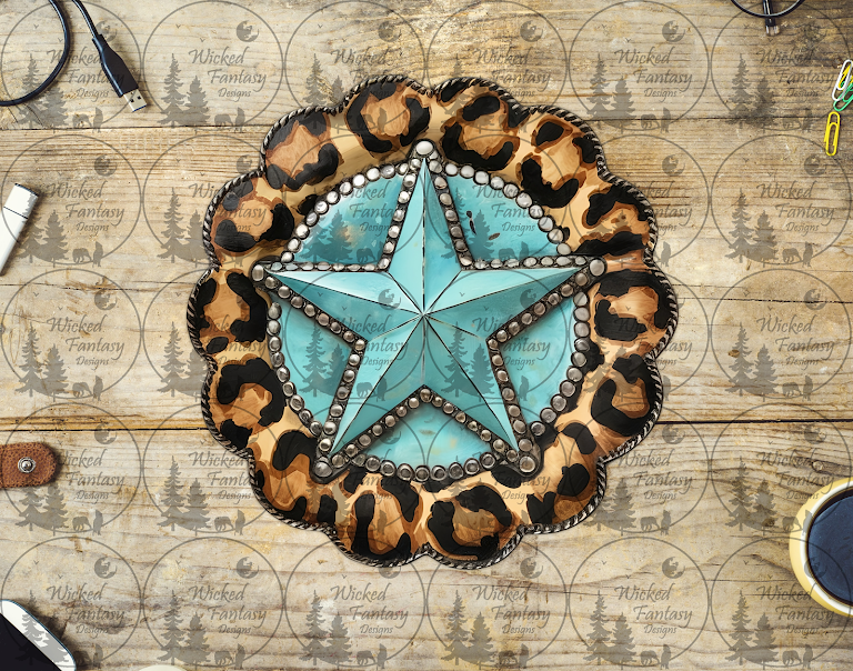 UVDTF Leopard and Turquoise Star Concho