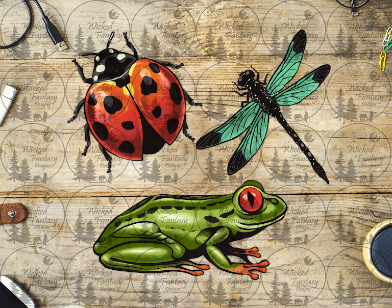 UVDTF Lady Bug Dragonfly Frog
