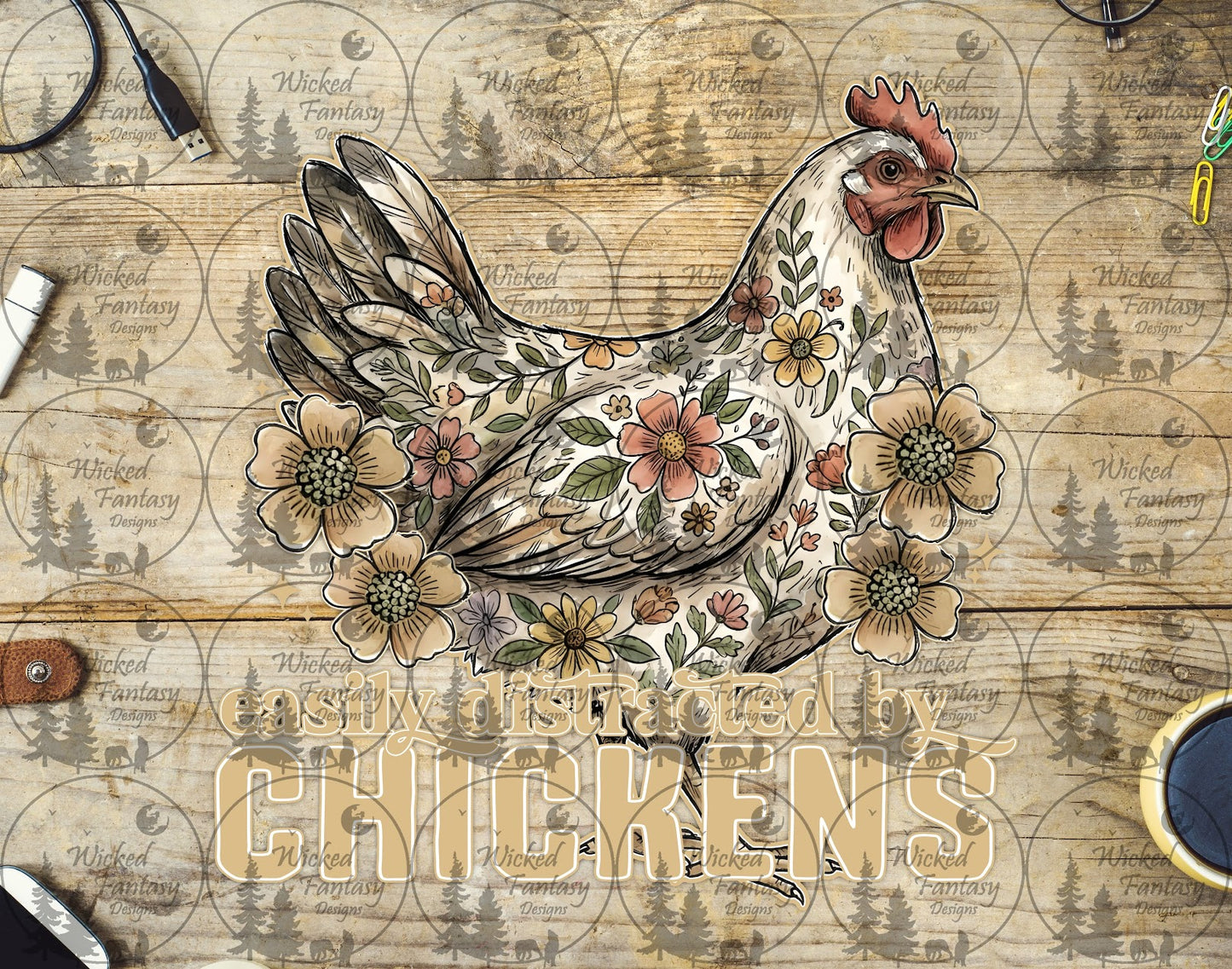 UVDTF Easily Distracted by Chickens