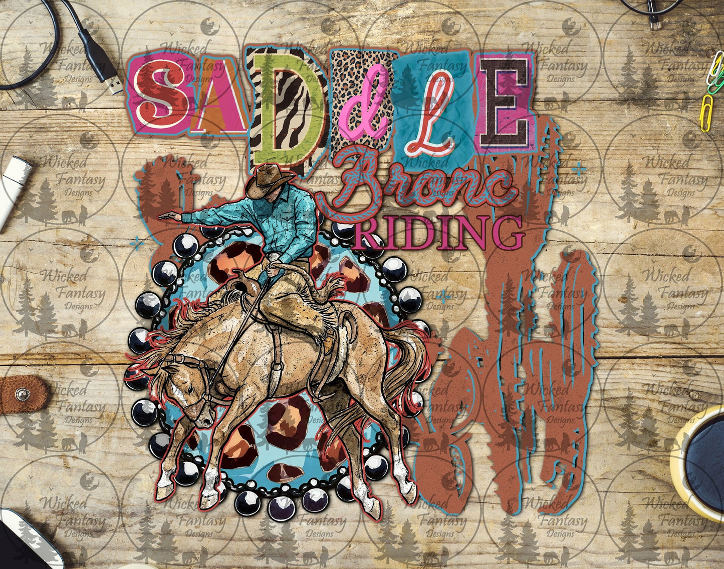UVDTF Saddle Bronc Riding Concho and Cactus