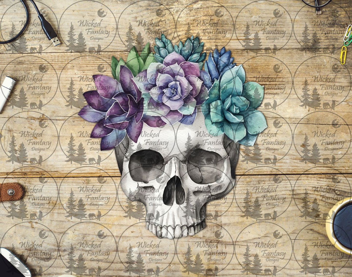 UVDTF Skull and Succulents