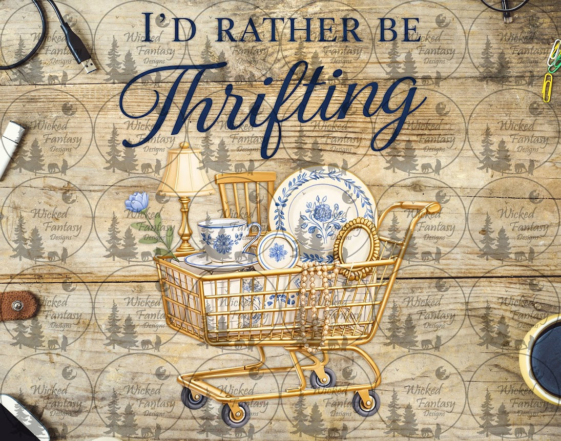 UVDTF I'd Rather Be Thrifting Gold Cart