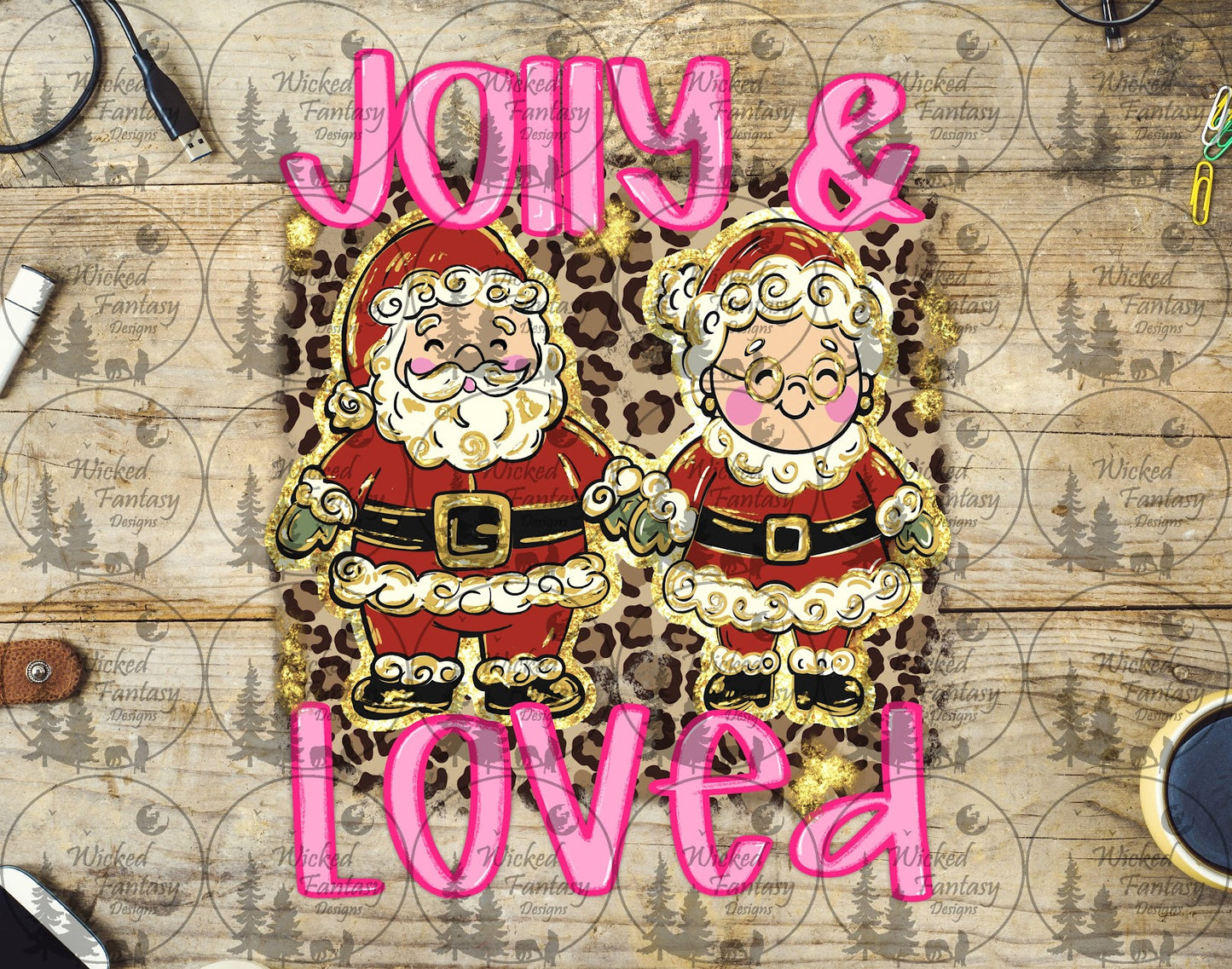 UVDTF Jolly & Loved Leopard Santa and Mrs Claus