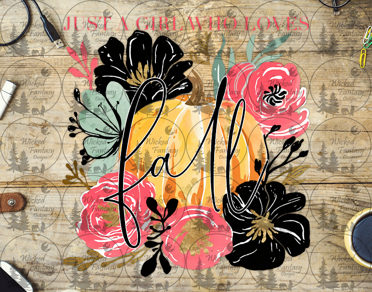 UVDTF Just a Girl Who Loves Fall Black Pink Sage