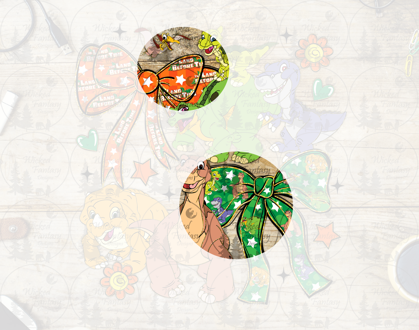 UVDTF Dino Bows Collage