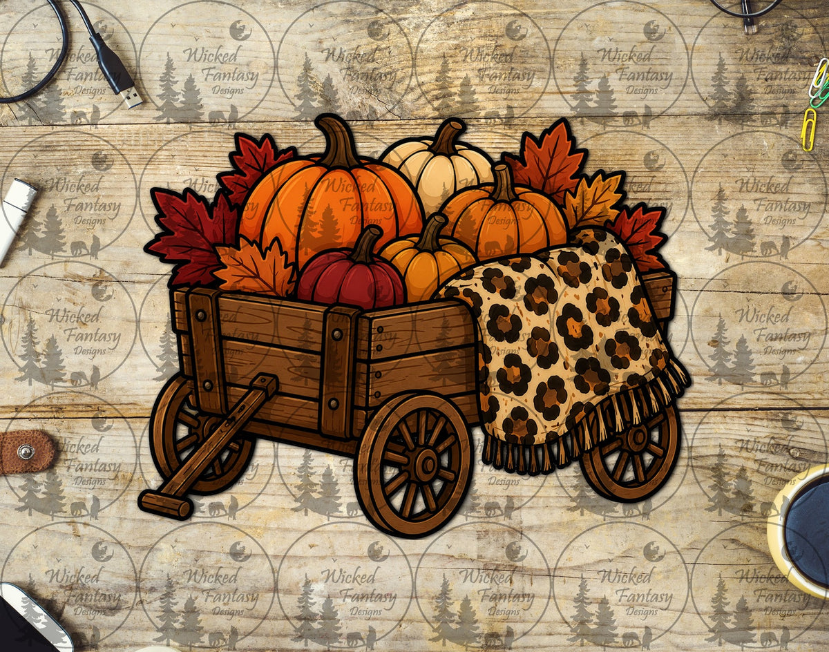 UVDTF Hay Wagon with Pumpkins