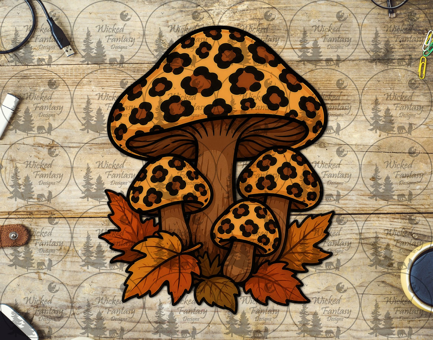 UVDTF Leopard Print Mushrooms