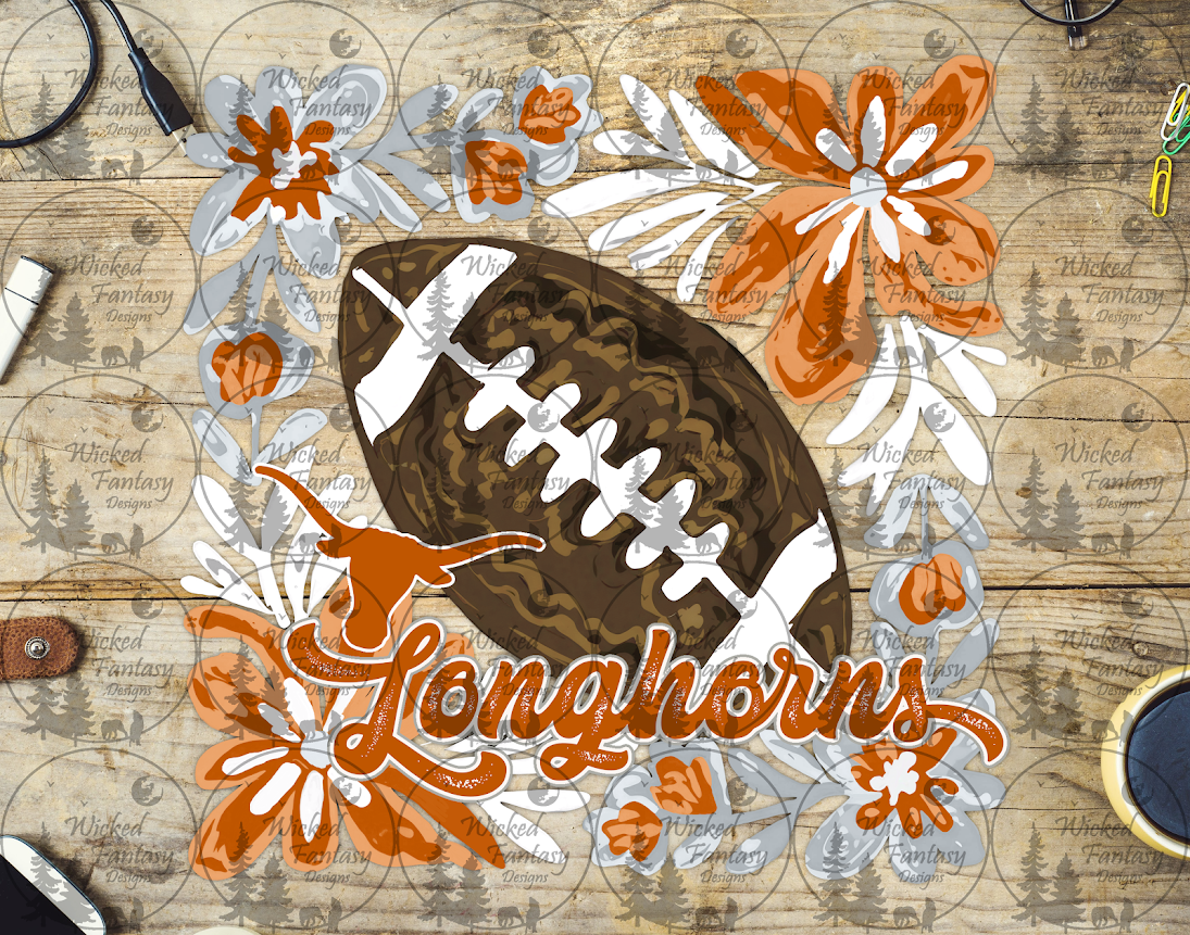 UVDTF Floral Football Longhorns