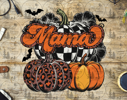 UVDTF Mama with Retro Neutrals Pumpkin Pile