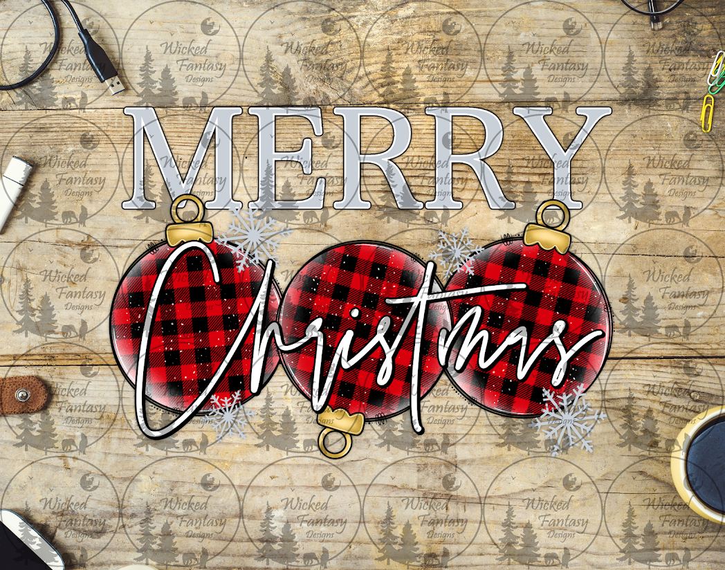 UVDTF Merry Christmas Plaid Ornaments