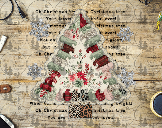 UVDTF Patchwork Christmas Tree