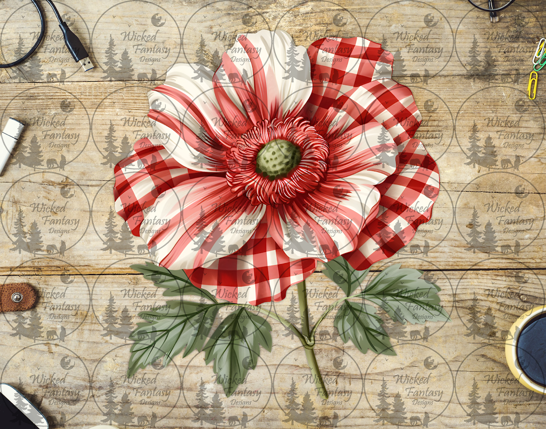 UVDTF Gingham Plaid Flower