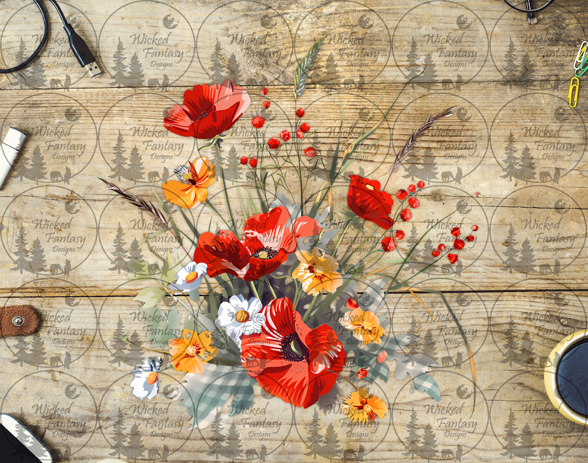 UVDTF Red and Orange Poppies