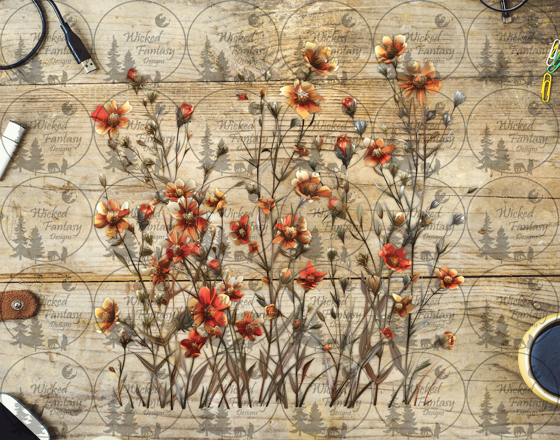 UVDTF Rust Colored Wildflowers – Wicked Fantasy Designs