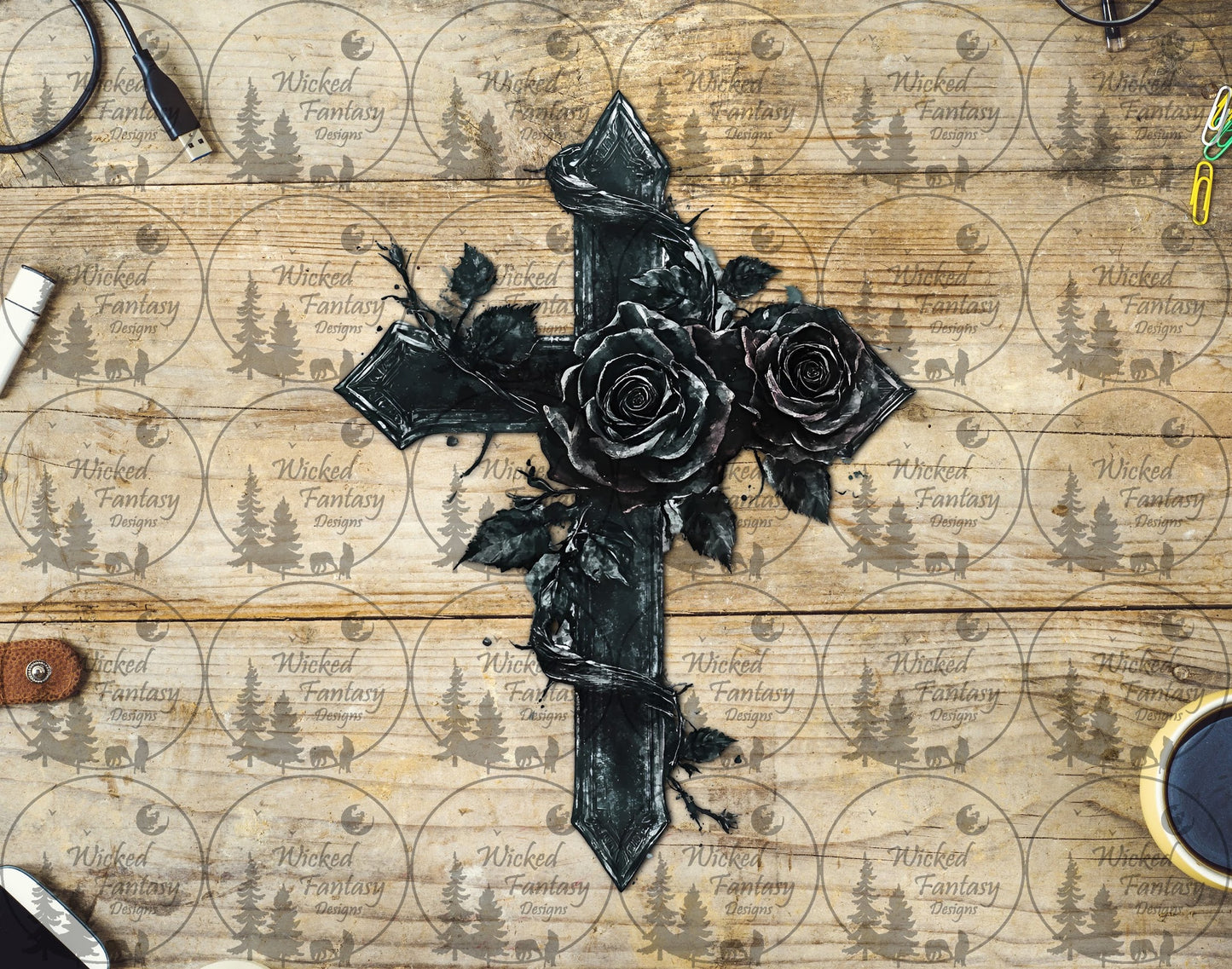 UVDTF Dark Cross with Roses