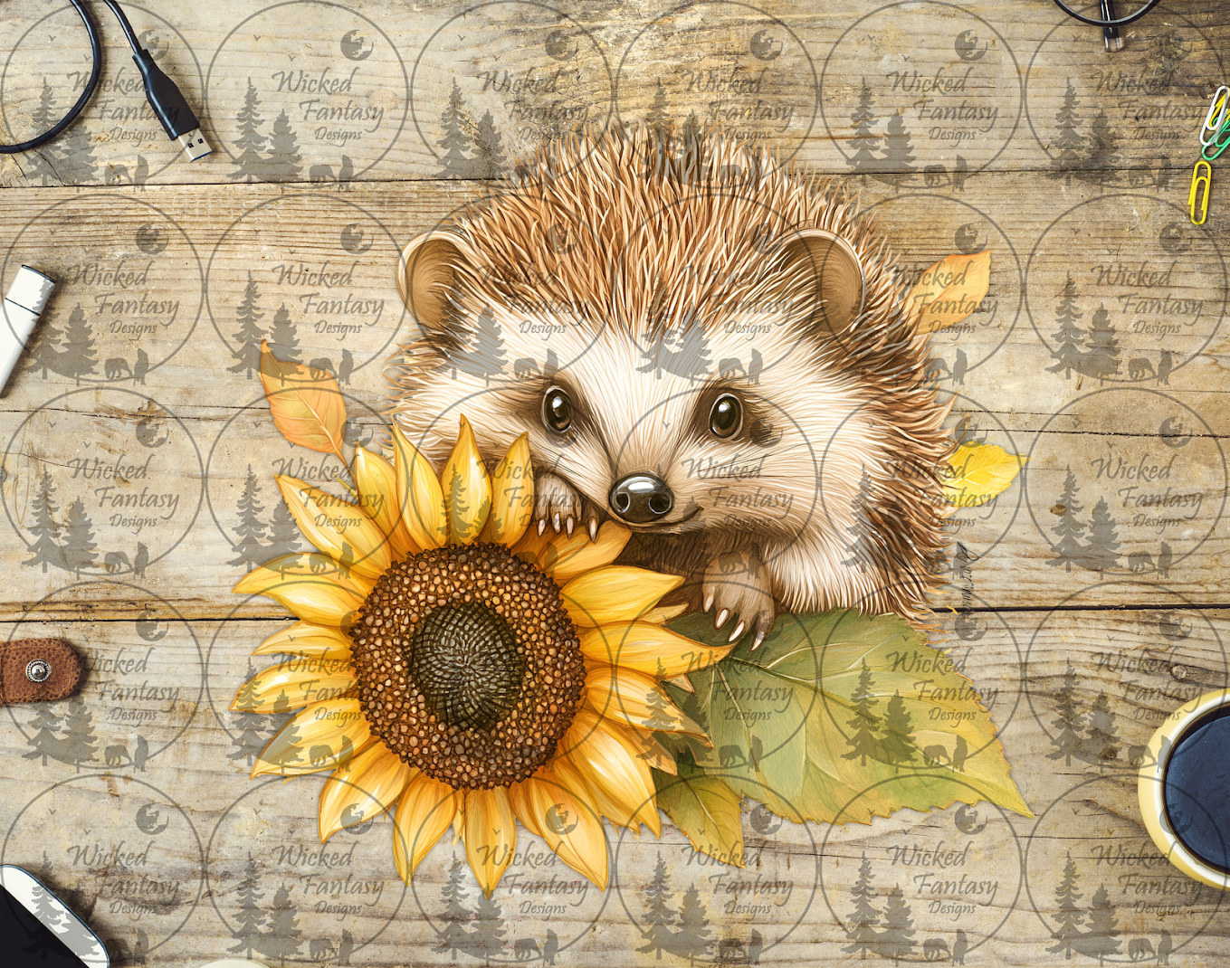 UVDTF Cute Hedgehog and Sunflower