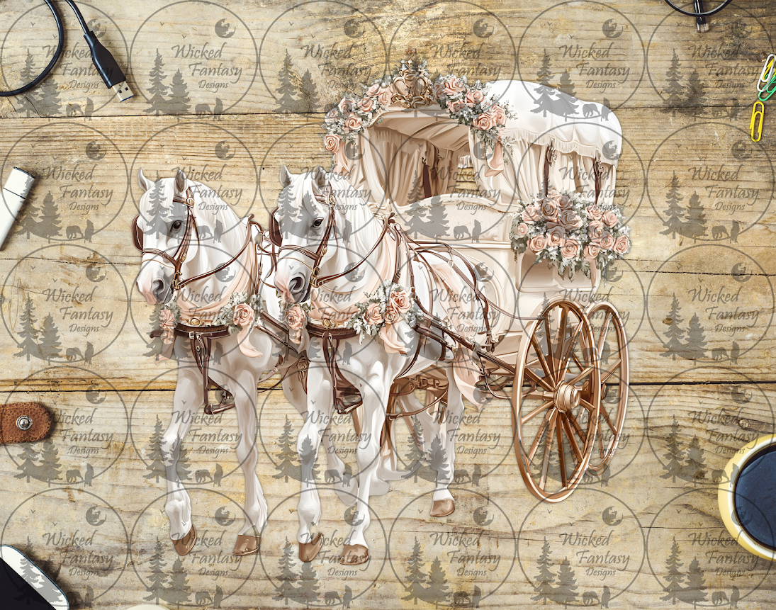 UVDTF White Horses and Carriage