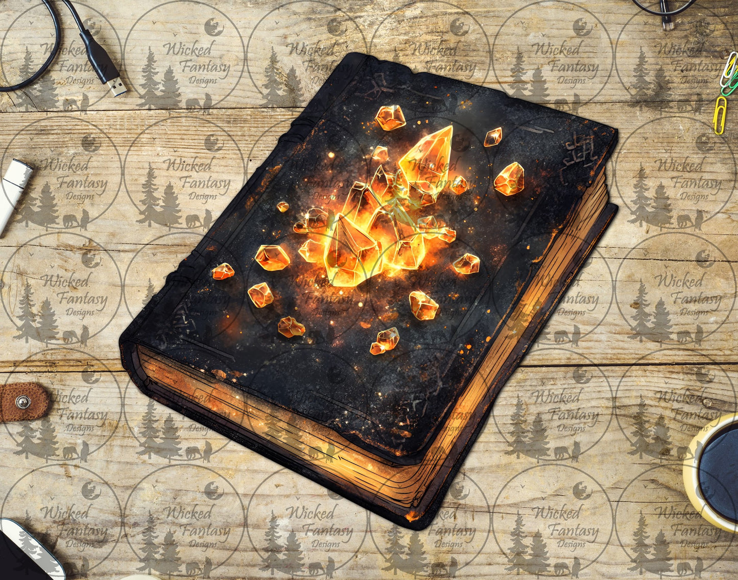 UVDTF Black Book with Glowing Crystals