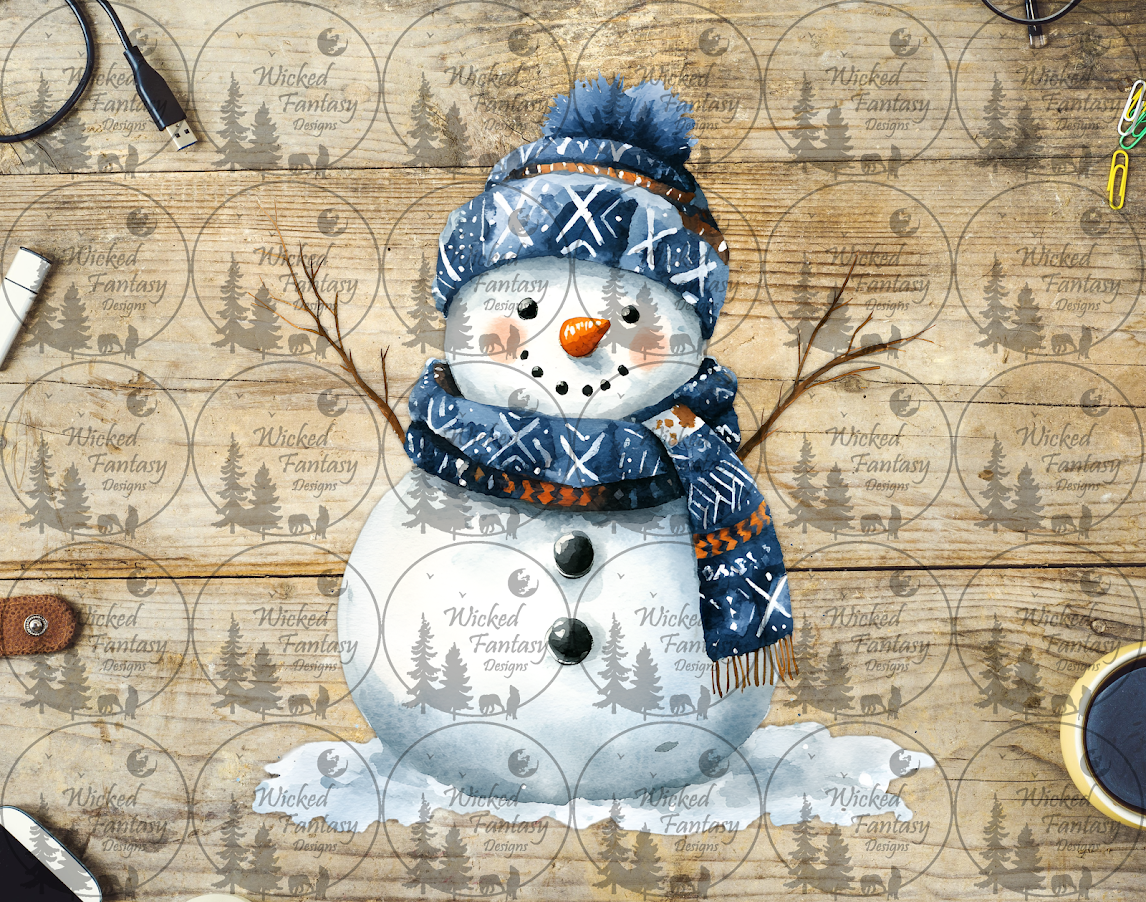 UVDTF Snowman with Blue Beanie and Scarf