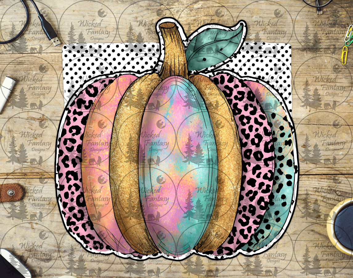 UVDTF Colorful Grunge Leopard Print Pumpkin