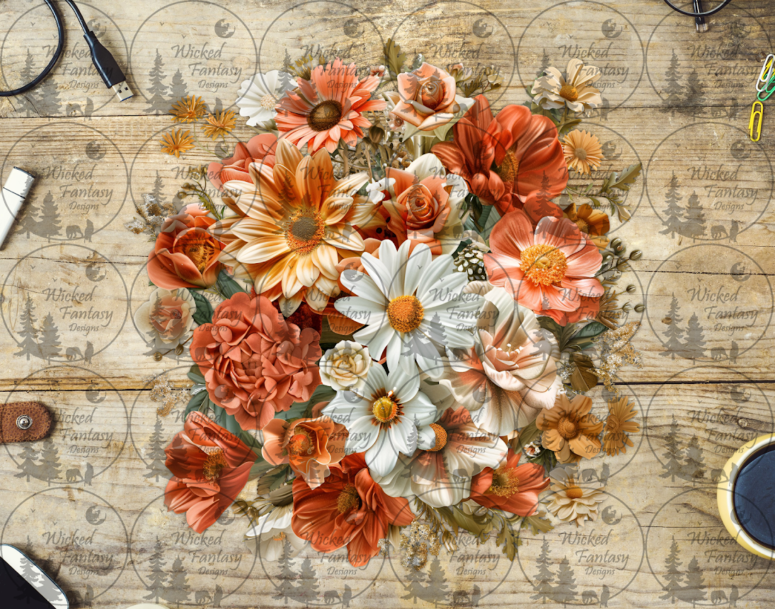 UVDTF Orange and White Floral