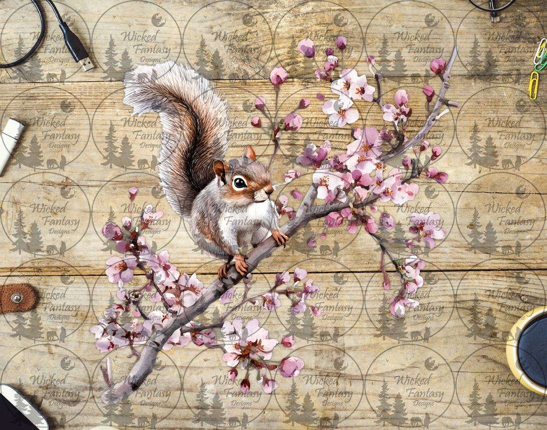 UVDTF Cherry Blossom Branch Squirrel