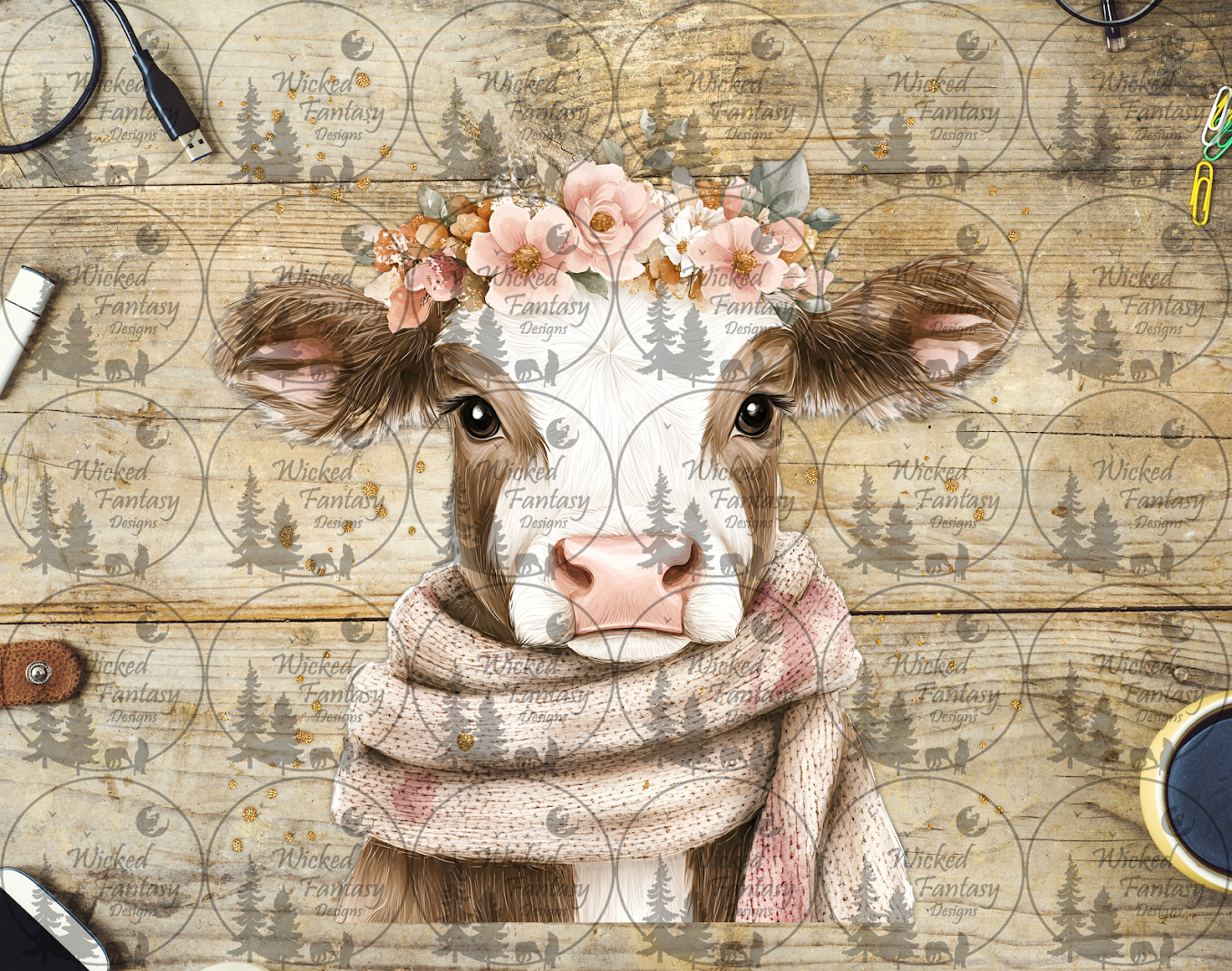 UVDTF Cute Calf with Scarf