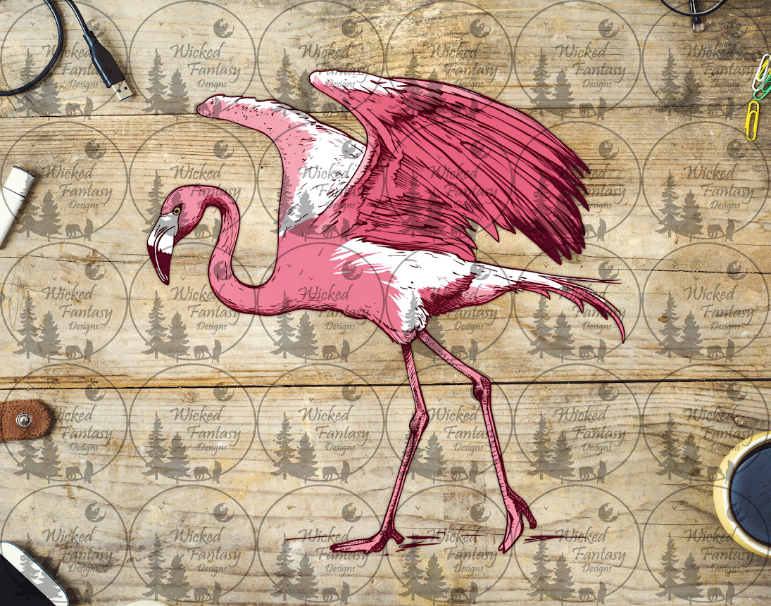 UVDTF Walking Flamingo