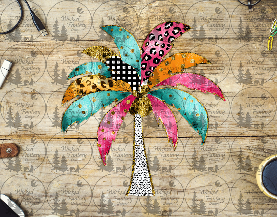 UVDTF Patchwork Palm Tree
