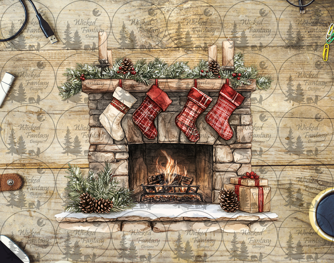 UVDTF Fireplace with Stockings