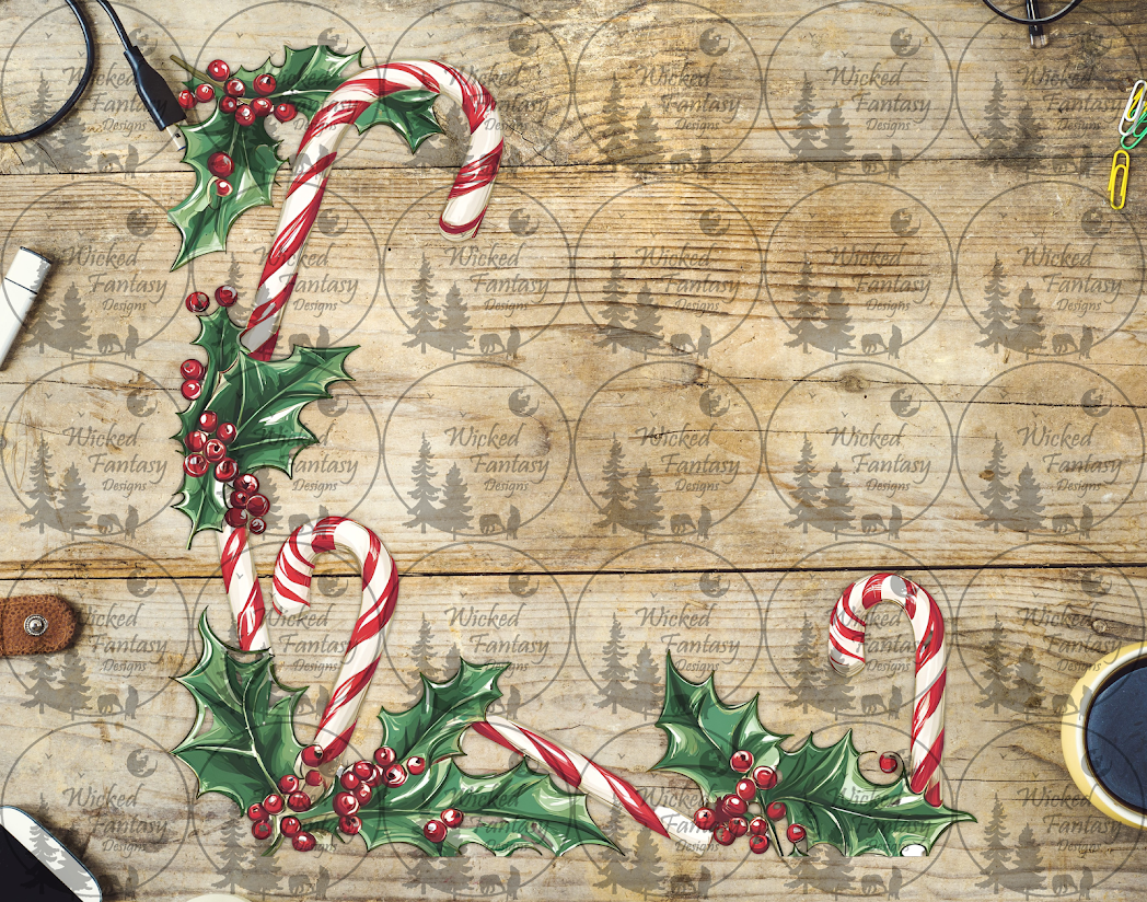 UVDTF Candy Canes and Holly II 20oz 30oz 10"x10"