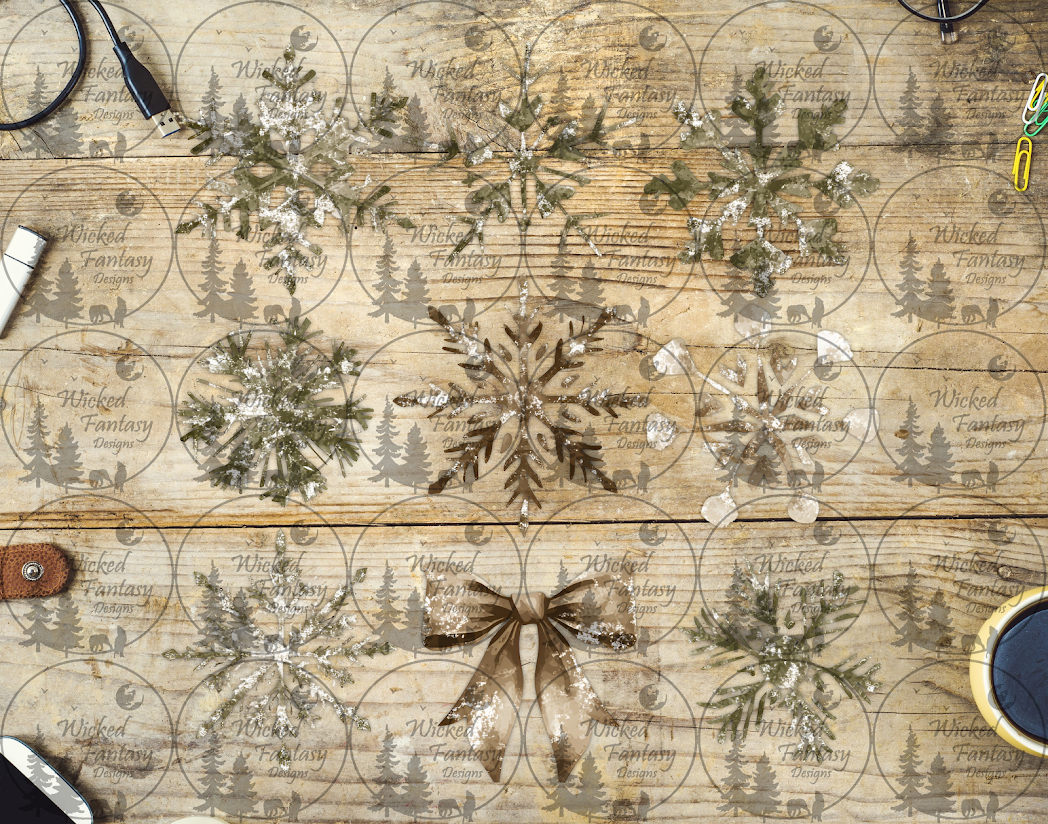 UVDTF Snowflakes and Beige Bow 6x7" Element