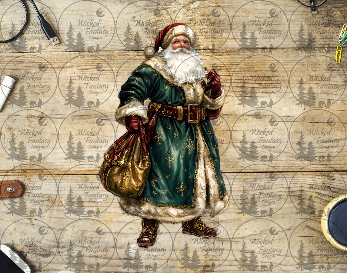 UVDTF Emerald Green and Burgundy Santa