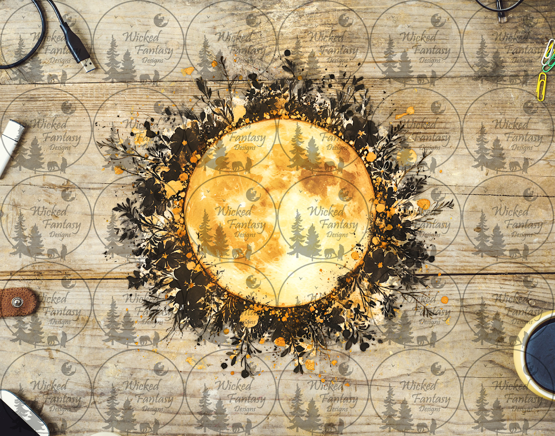 UVDTF Golden Moon Surrounded by Flowers