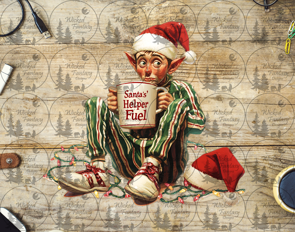 UVDTF Elf Drinking Santa's Helper Fuel