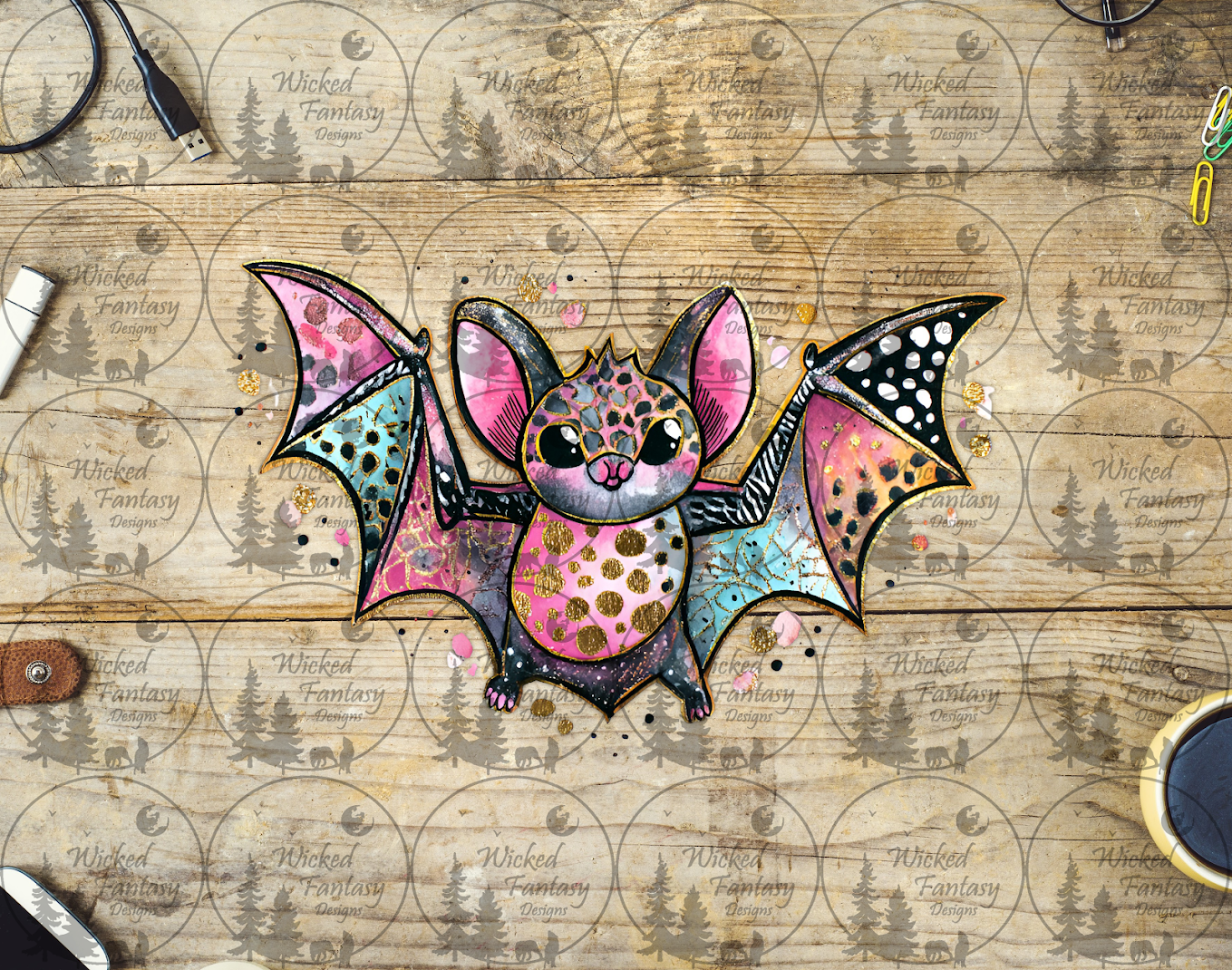 UVDTF Cute Polka Dot Bat