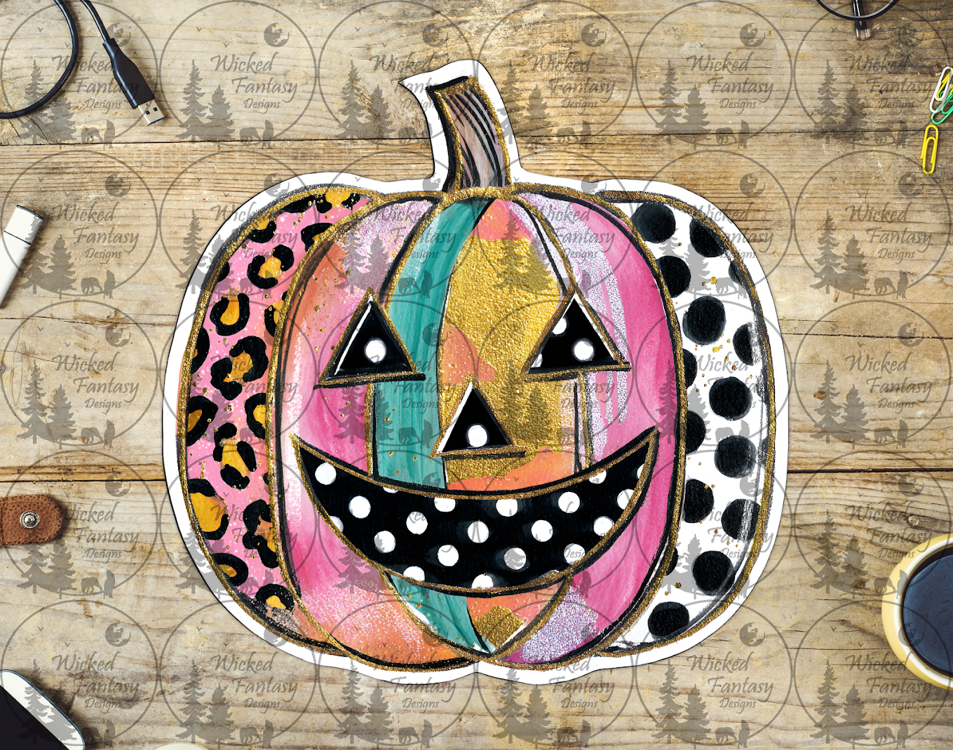 UVDTF Pastel Leopard and Polka Dot Jack O Lantern