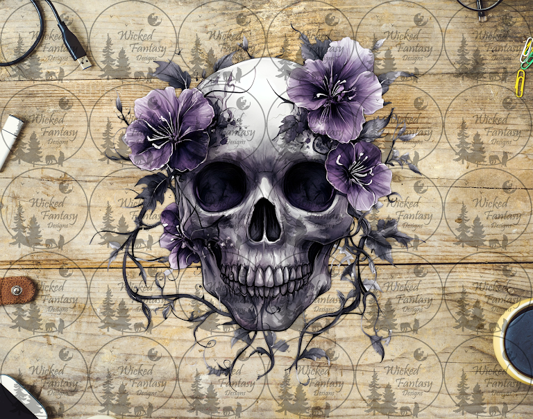 UVDTF Purple Floral Skull