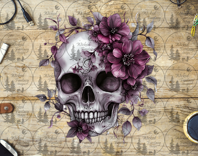 UVDTF Mauve Floral Skull