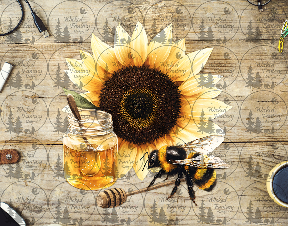 UVDTF Sunflower and Bee with Honey Jar