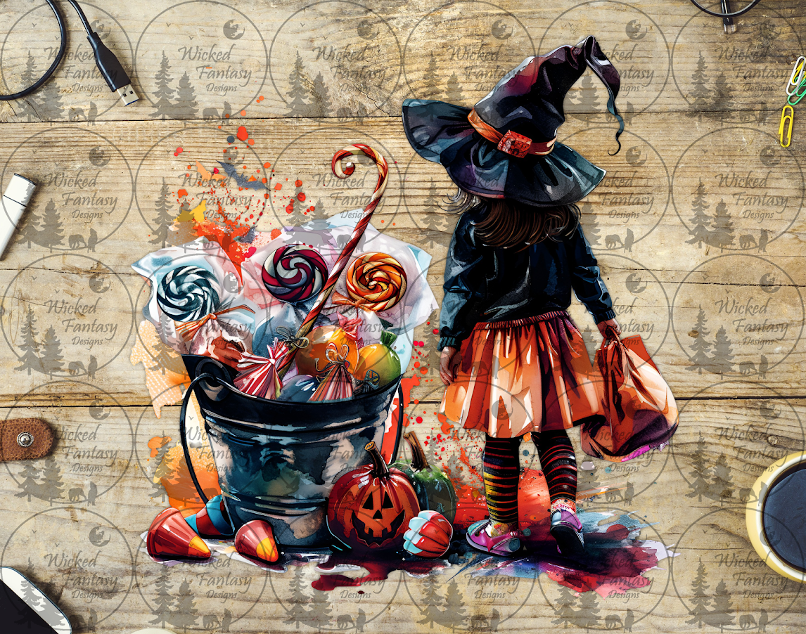 UVDTF Trick O' Treat Child and Candy Bucket