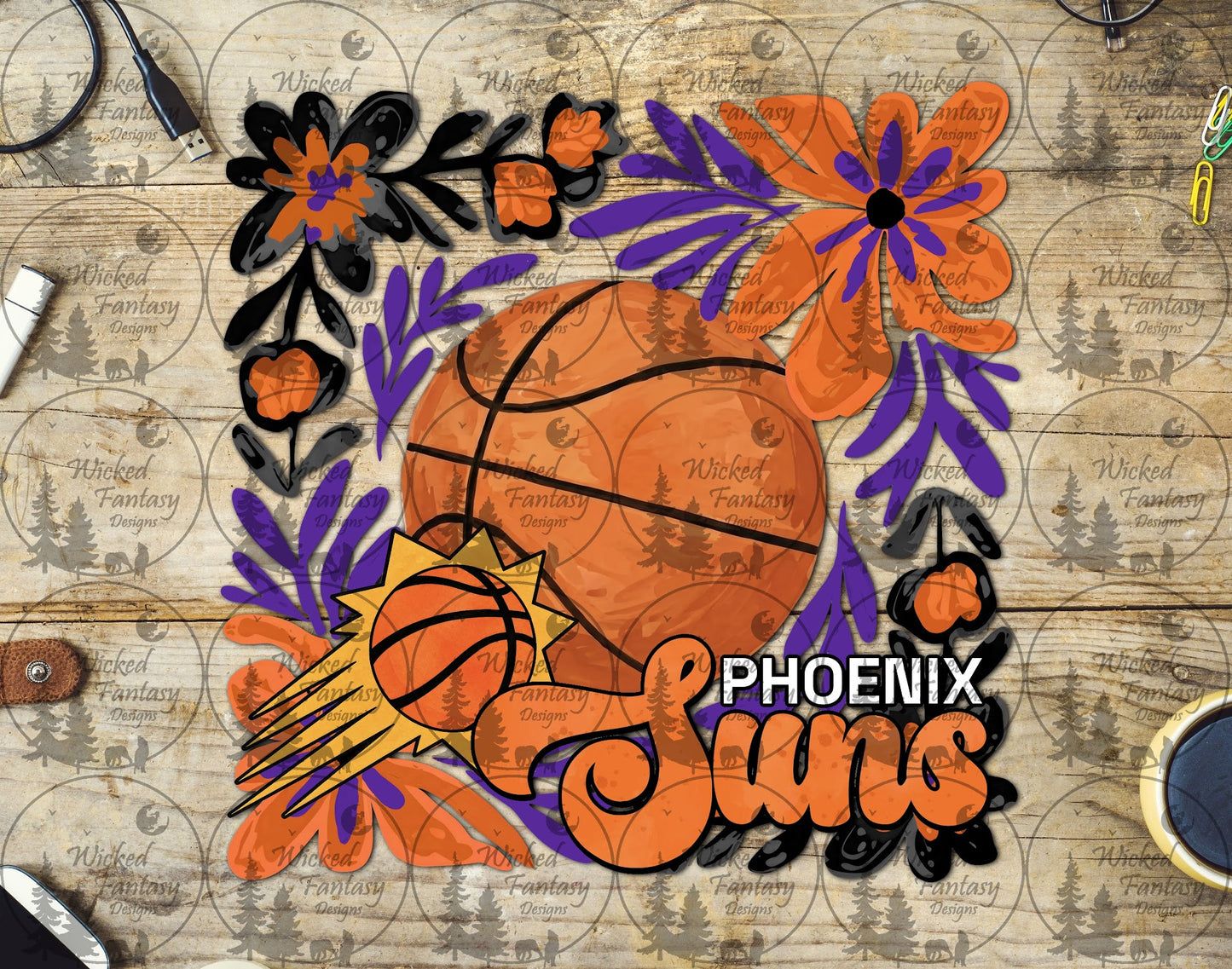 UVDTF Basketball Floral Suns