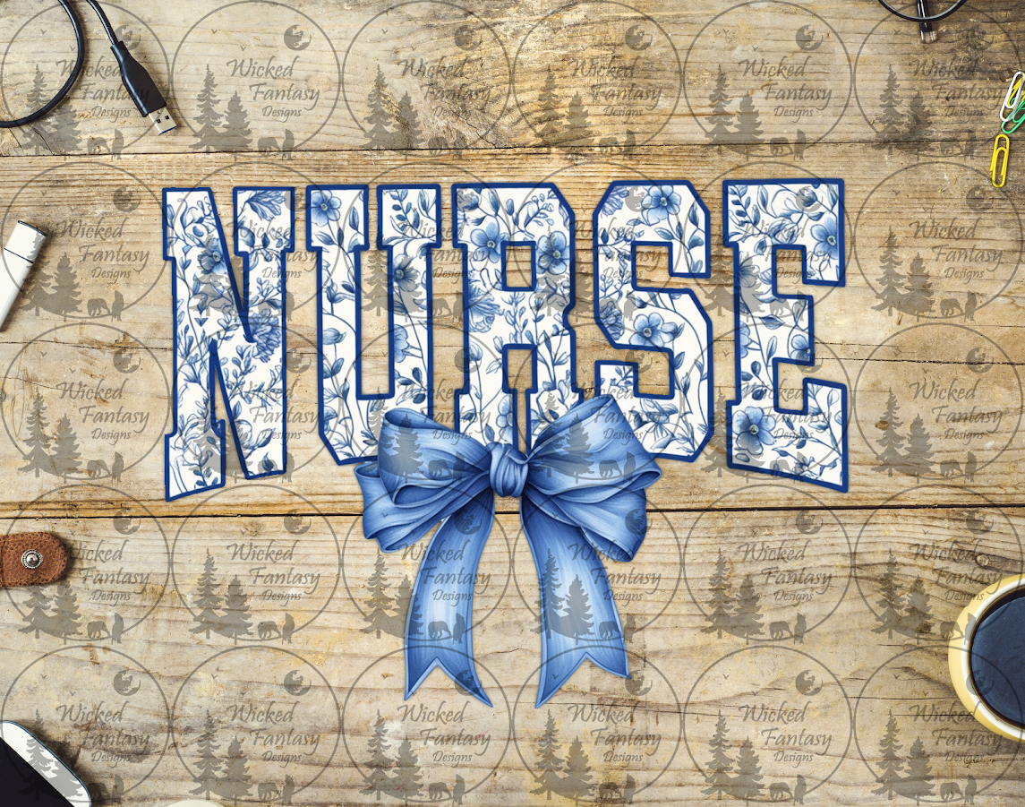 UVDTF Chinoiserie Nurse with Blue Bow