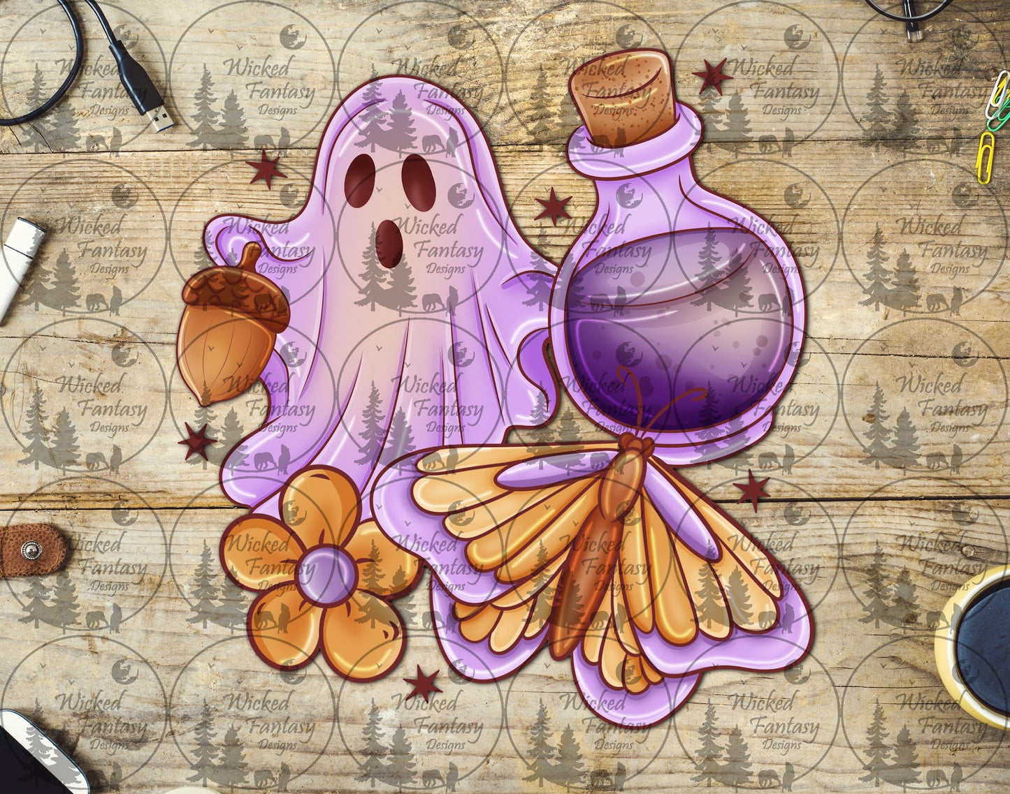 UVDTF Ghost Potion Bottle and Moth