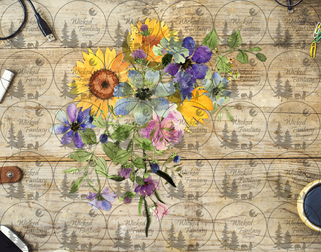 UVDTF Sunflower Purple Pink Floral Arrangement