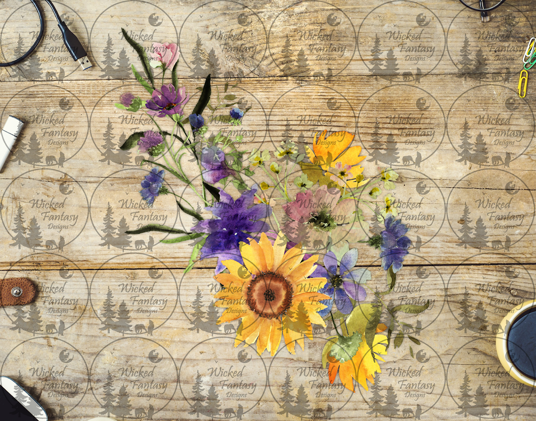 UVDTF Wildflower Sunflower Floral Arrangement