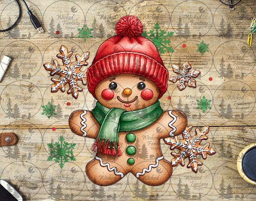 UVDTF Gingerbread Man with Beanie